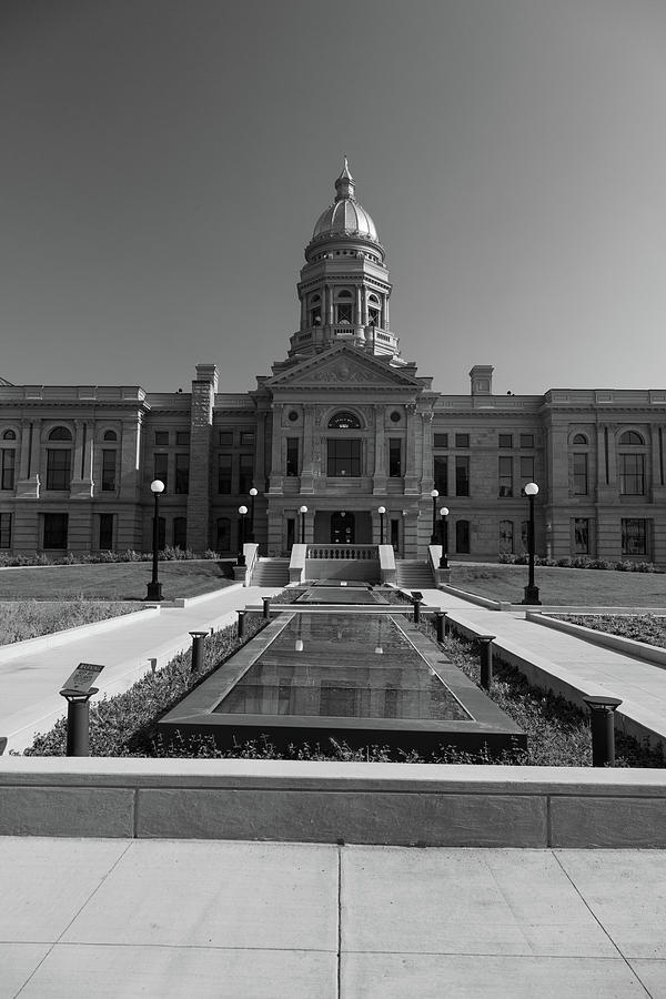 Wyoming state capitol building in Cheyenne Wyoming in black and white #7 Photograph by Eldon McGraw