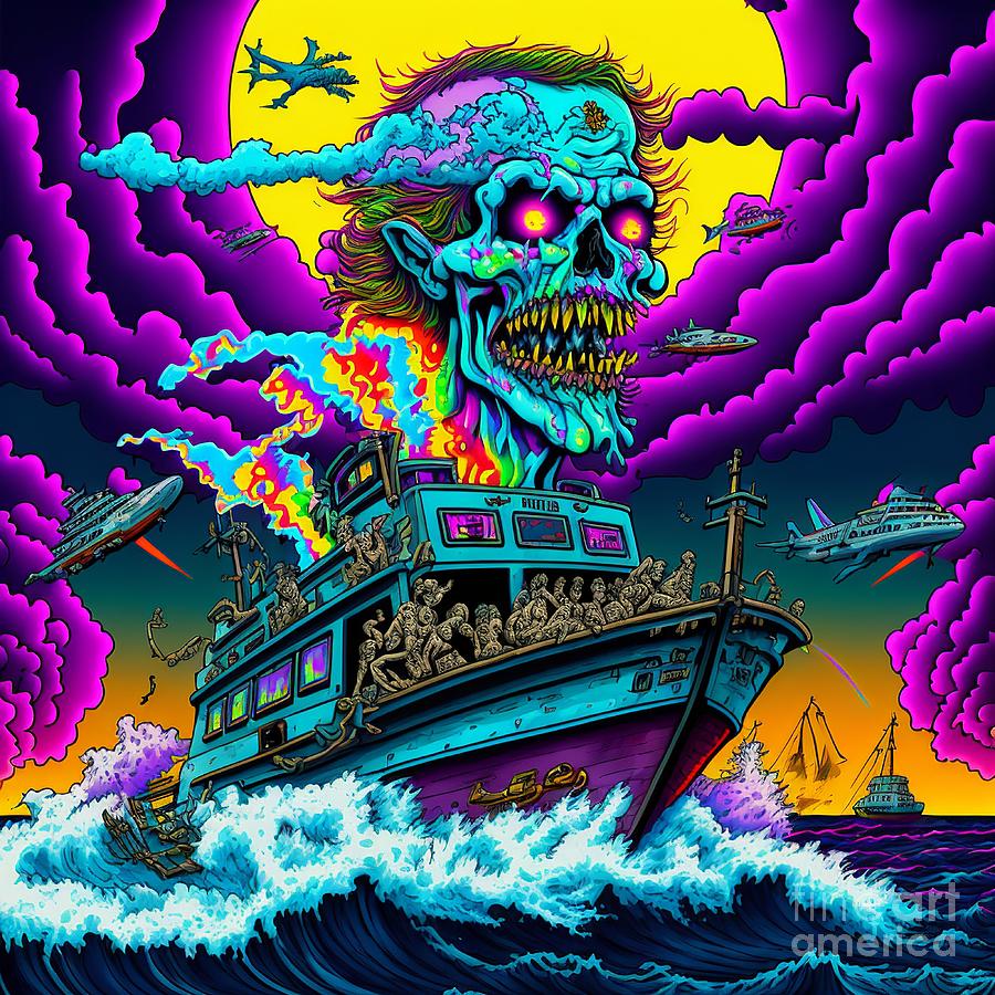 Apocalypse with survivors vacation at sea-zombies Digital Art by ...