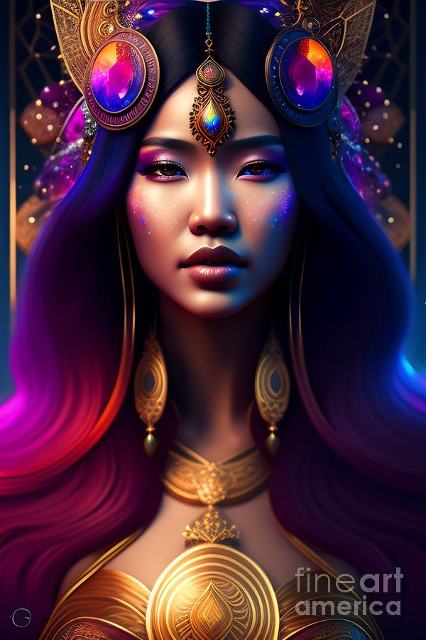 Beautiful Cosmic Sorceress Nebulas Galactic Digital Art By Boon Mee 