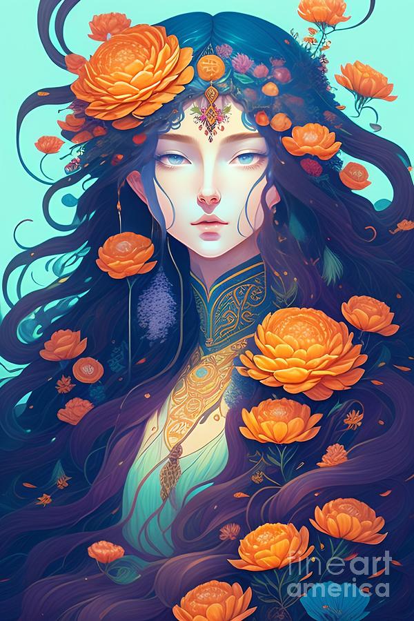 Beautiful portrait of an elvish deity Digital Art by Boon Mee - Pixels