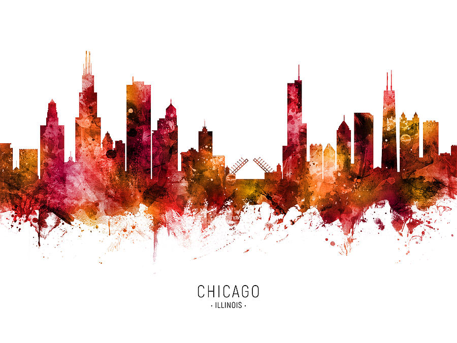 Chicago Illinois Skyline #70 Digital Art by Michael Tompsett