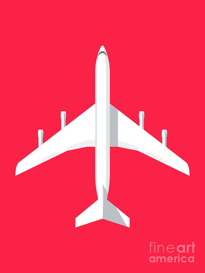 Airplane Digital Art - 707 Passenger Jet Airliner Aircraft - Crimson by Organic Synthesis