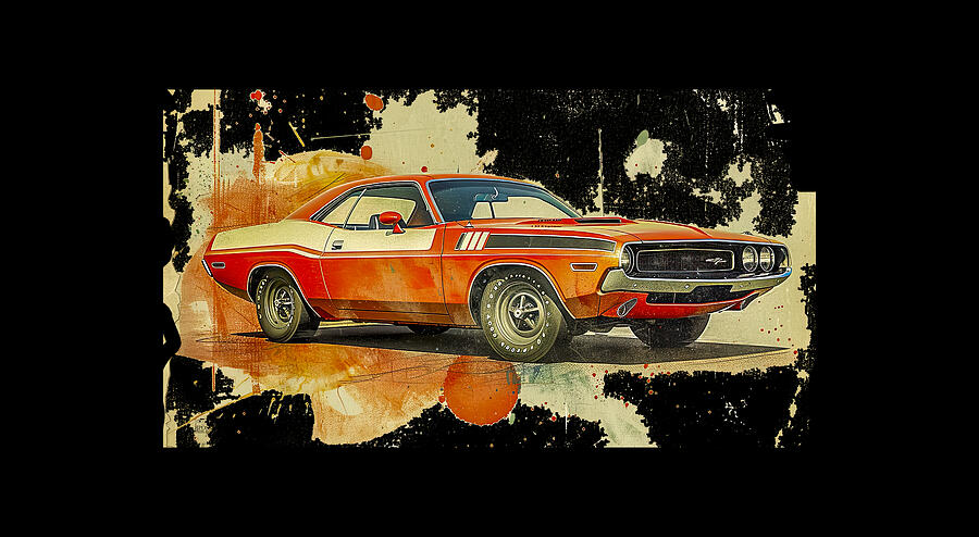70s Dodge Challenger t-short Digital Art by Bill Posner
