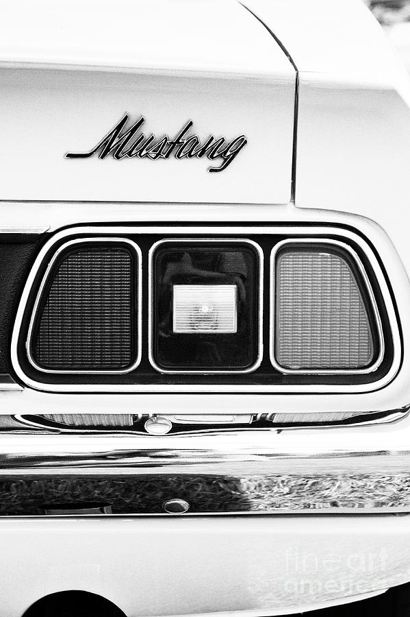 71 Mustang Tail Light Monochrome Photograph by Tim Gainey