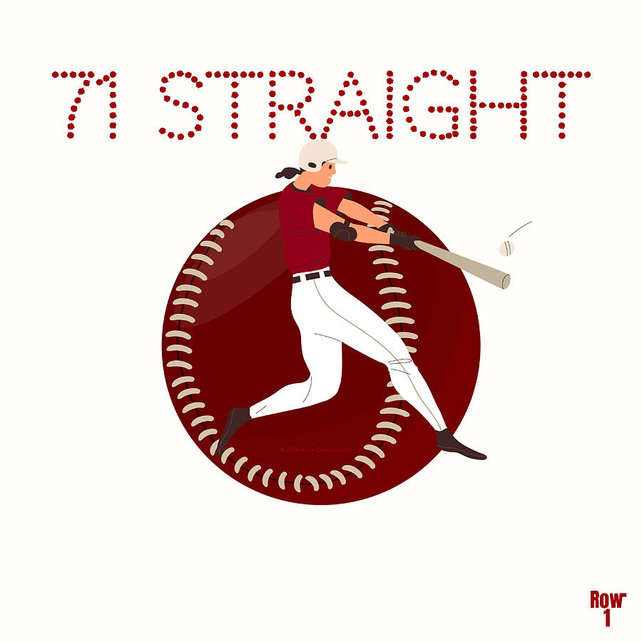 71 Straight Softball Art Mixed Media by Row One Brand