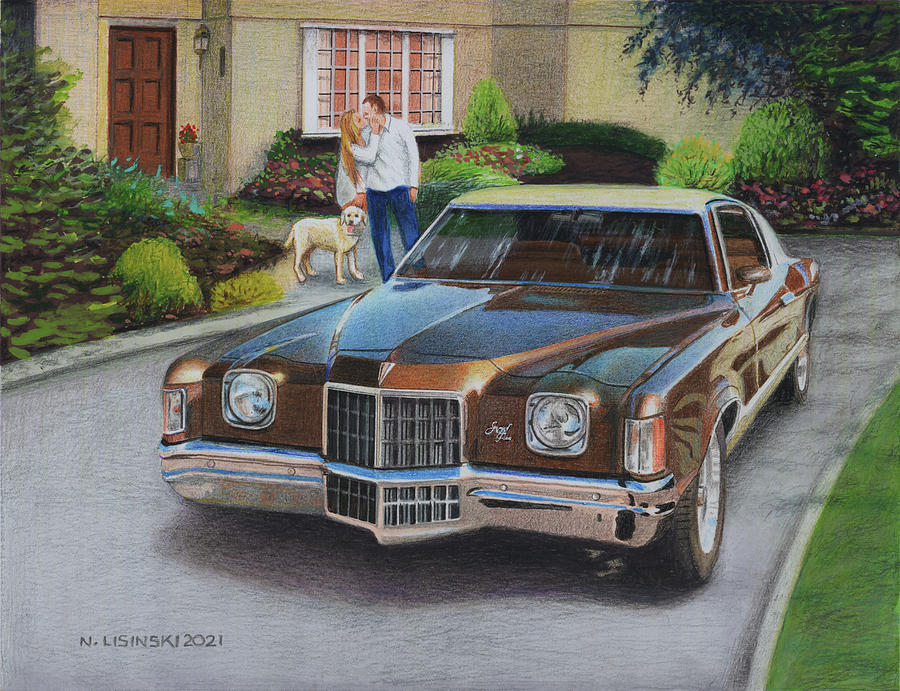 72 Pontiac Grand Prix #72 Painting by Norb Lisinski