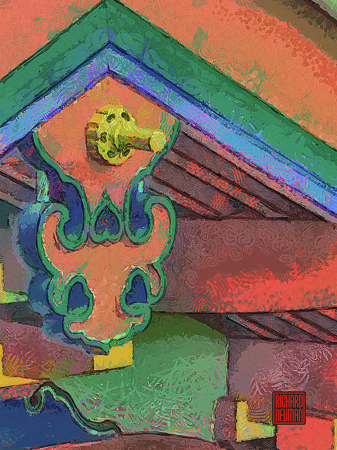 Architecture Mixed Media - 726 Colorful Architectural Detail Number 9 Kosanji Temple, Ikuchijimi Island, Japan by Richard Neuman Architectural Gifts