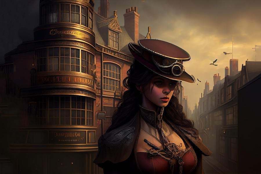 Steampunk In Old London Town Mixed Media