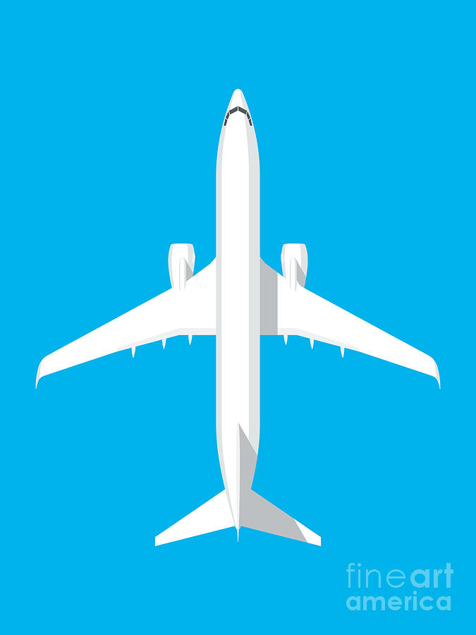 Airplane Digital Art - 737 Passenger Jet Airliner Aircraft - Cyan by Organic Synthesis