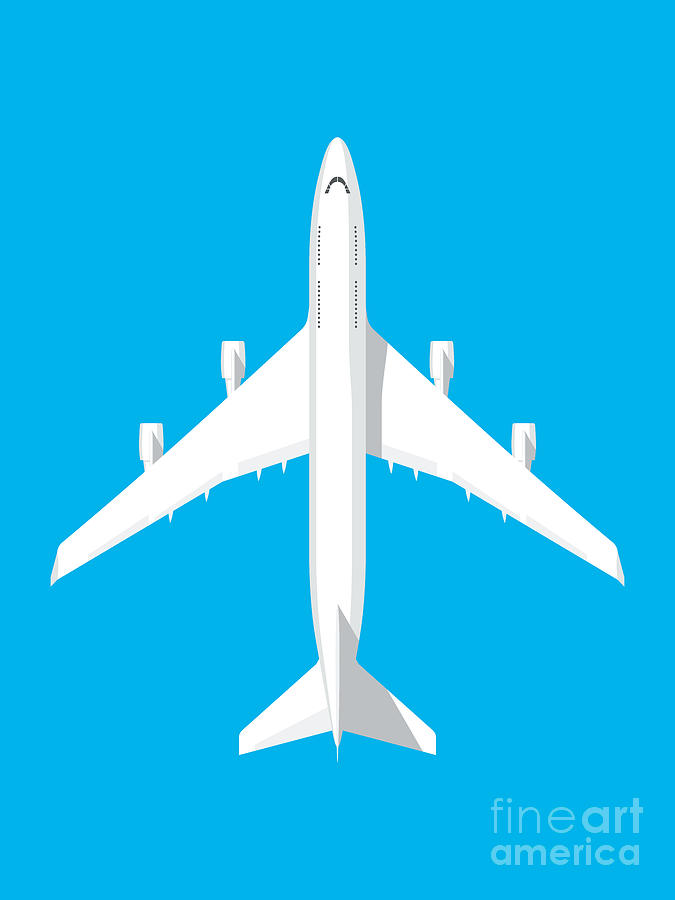Airplane Digital Art - 747 Jumbo Jet Airliner Aircraft - Cyan by Organic Synthesis