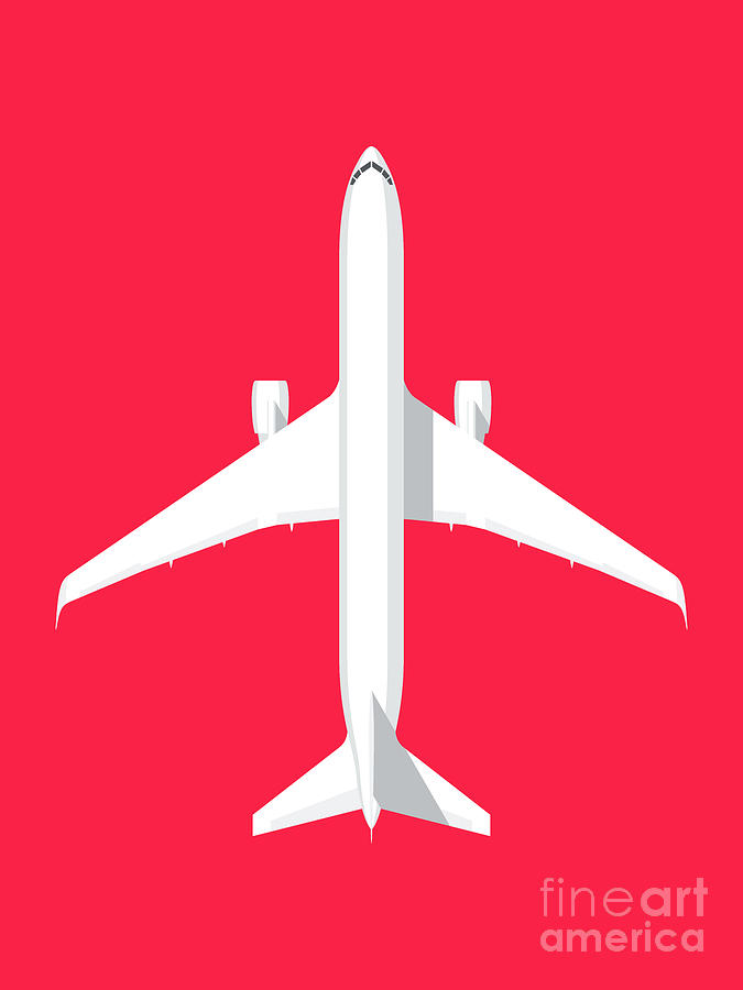 Airplane Digital Art - 767 Passenger Jet Aircraft - Crimson by Organic Synthesis