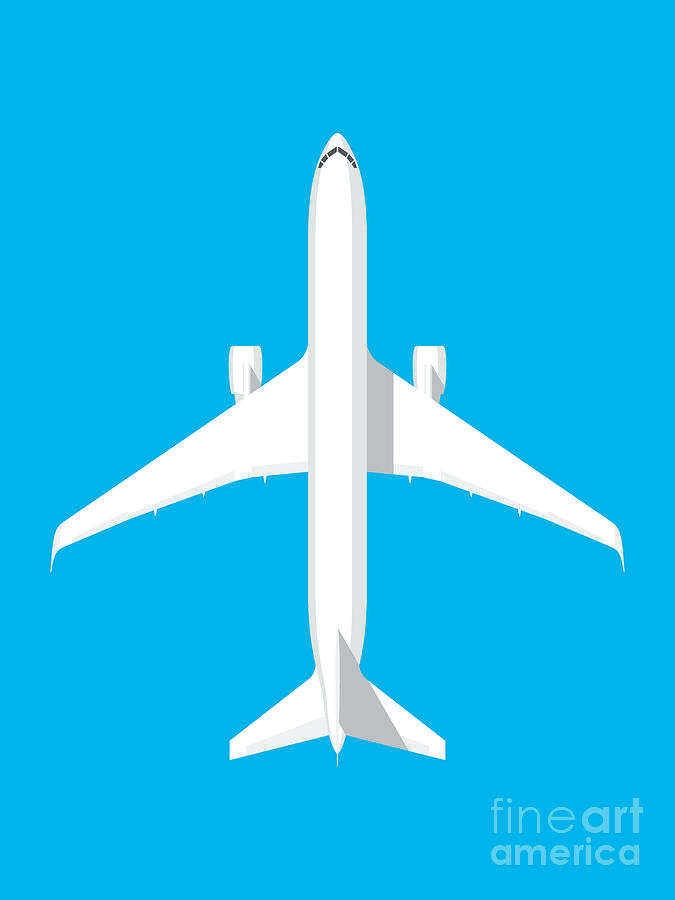 Airplane Digital Art - 767 Passenger Jet Aircraft - Cyan by Organic Synthesis