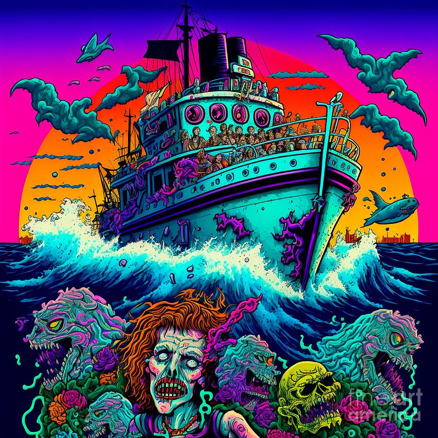 Apocalypse With Survivors Vacation At Sea-zombies Digital Art By 