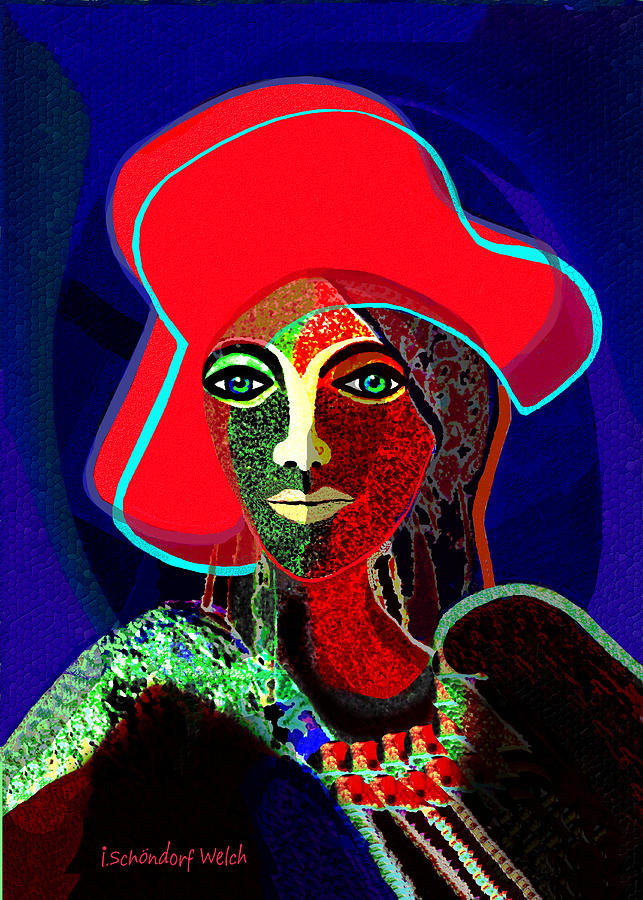 784 A Red Hat Woman  Painting by Irmgard Schoendorf Welch