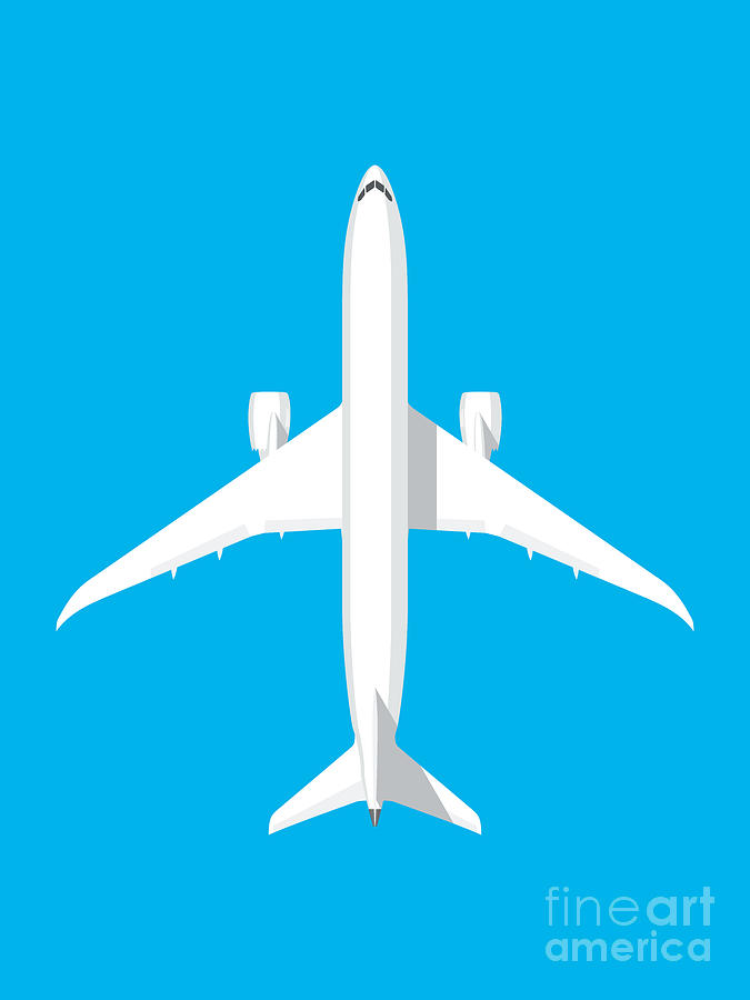 Airplane Digital Art - 787 Passenger Jet Airliner Aircraft - Cyan by Organic Synthesis