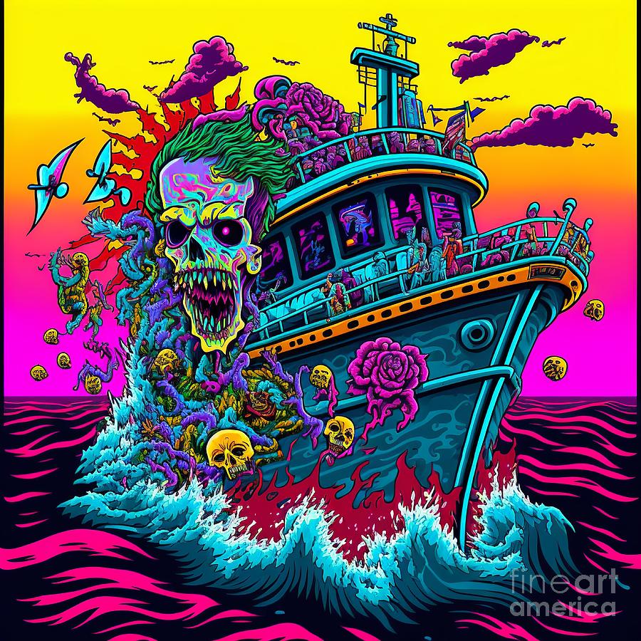 Apocalypse with survivors vacation at sea-zombies Digital Art by ...