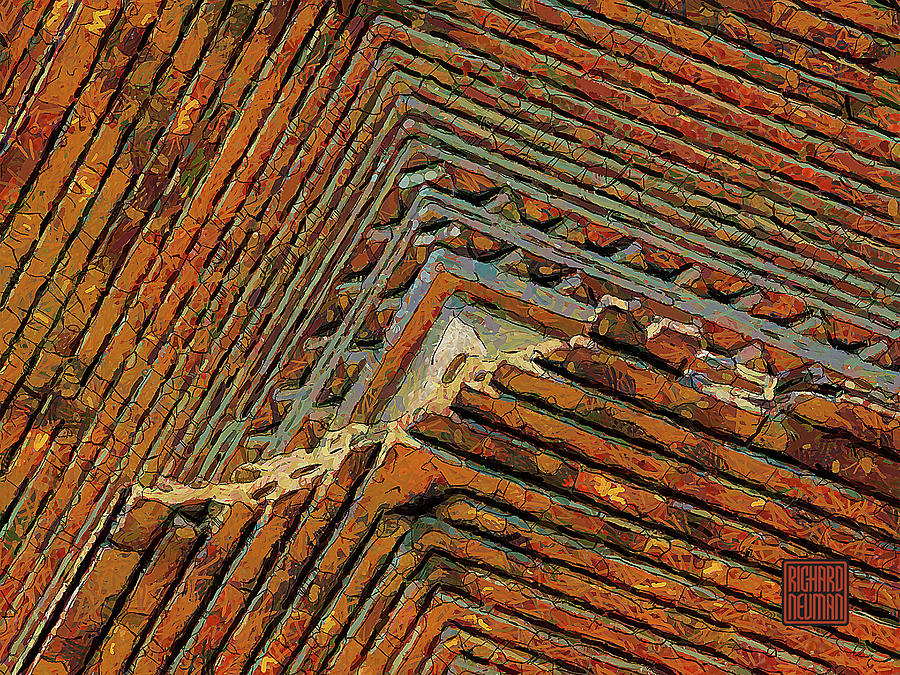 Abstract Mixed Media - 799 Architectural Stone Pattern, Little Wild Goose Pagoda, Xian, China by Richard Neuman Architectural Gifts
