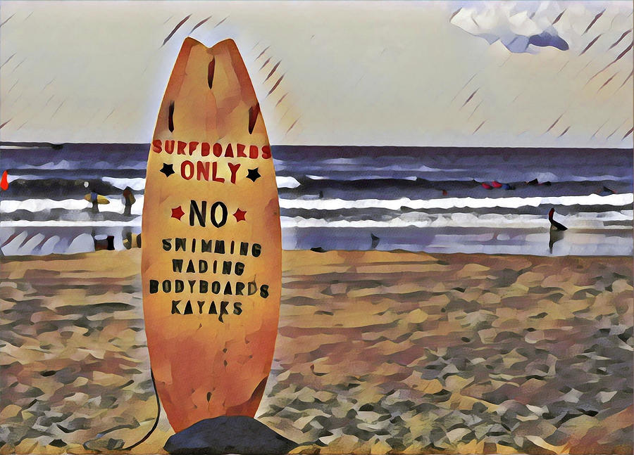 7th Street Surfing Beach Digital Art
