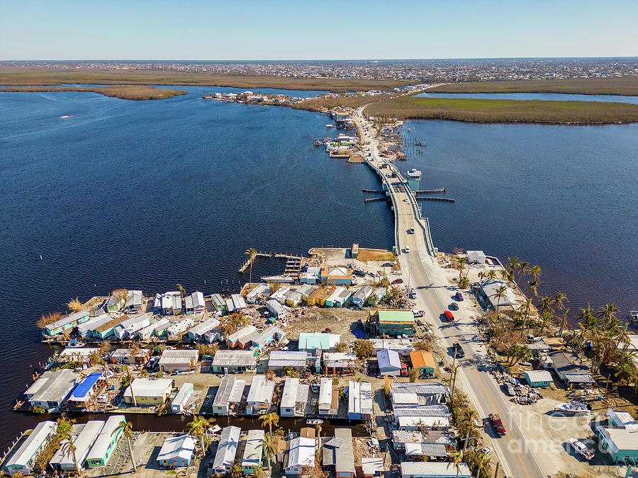 Aerial drone inspection photo Matlacha Florida Hurricane Ian aft ...