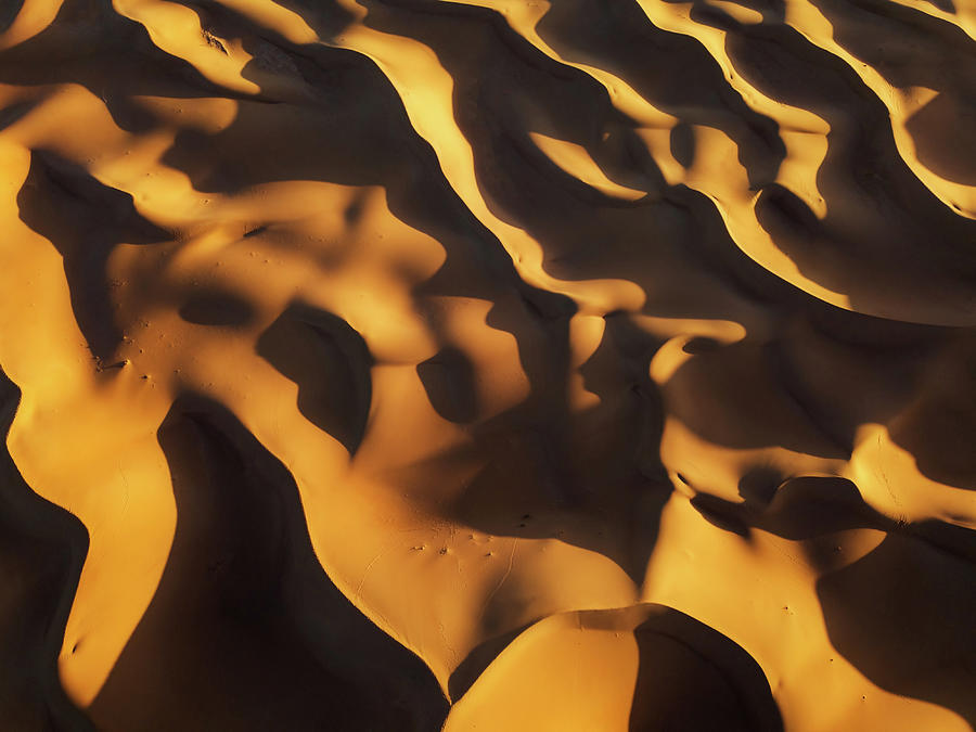 Aerial top view on sand dunes in desert #8 Photograph by Mikhail Kokhanchikov