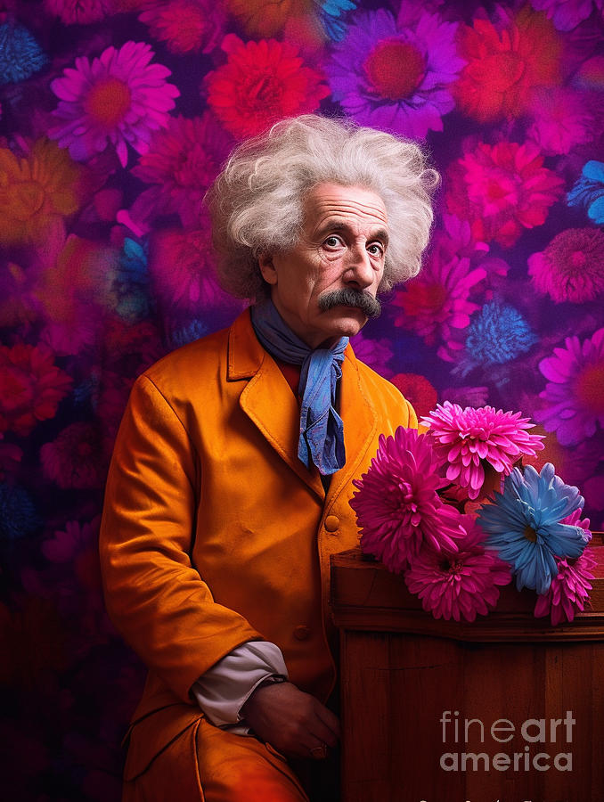 Albert  Einstein  Surreal  Cinematic  Minimalistic    by Asar Studios #8 Painting by Celestial Images