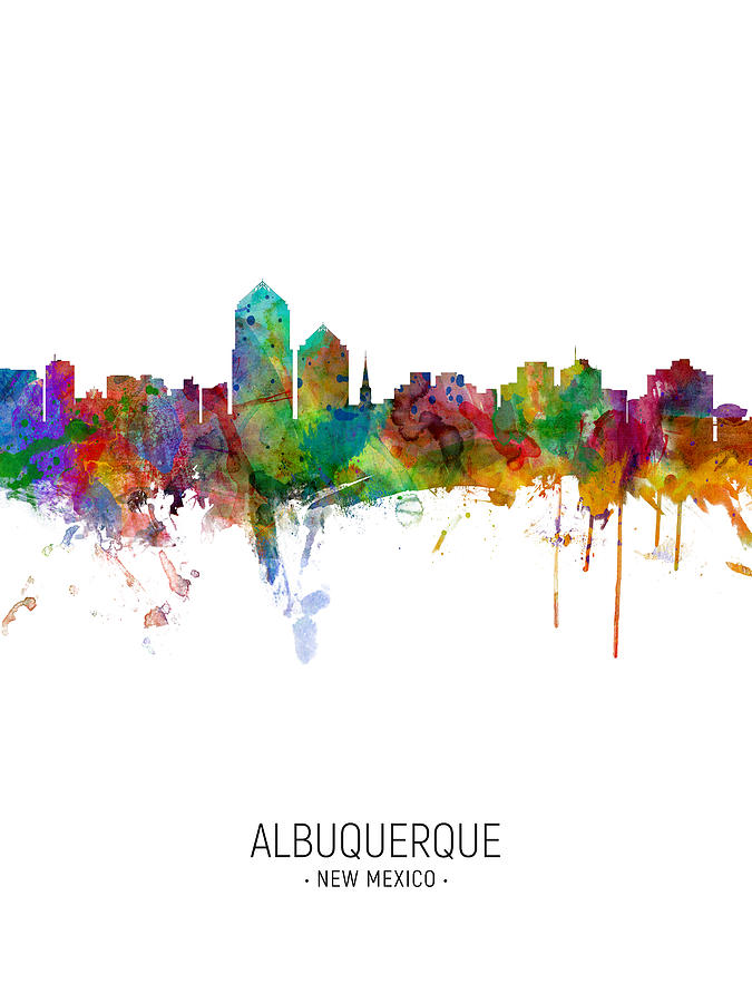 Albuquerque Digital Art - Albuquerque New Mexico Skyline #8 by Michael Tompsett