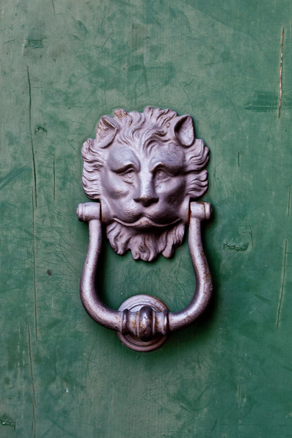 Ancient italian lion shaped door knocker. Photograph by Liss Art Studio ...