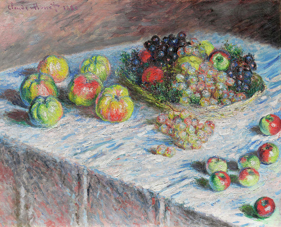 Apples and Grapes  #12 Painting by Claude Monet