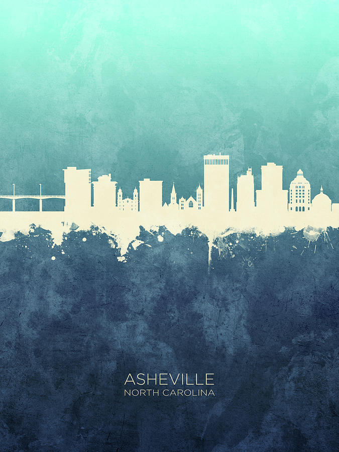 Skyline Digital Art - Asheville North Carolina Skyline #8 by Michael Tompsett