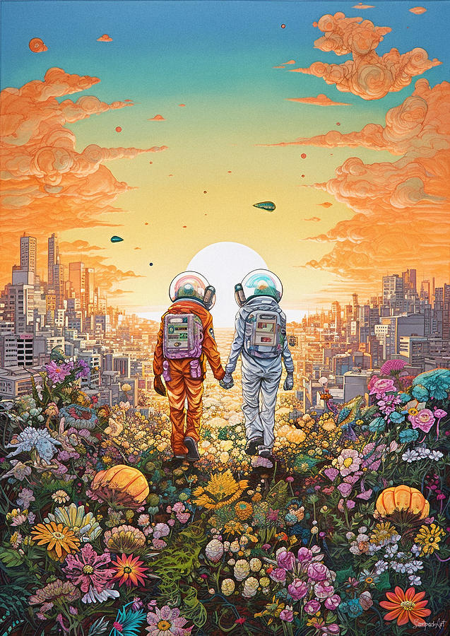 Astronaut Lovers - Print - Limited Editions Digital Art by SampadArt ...