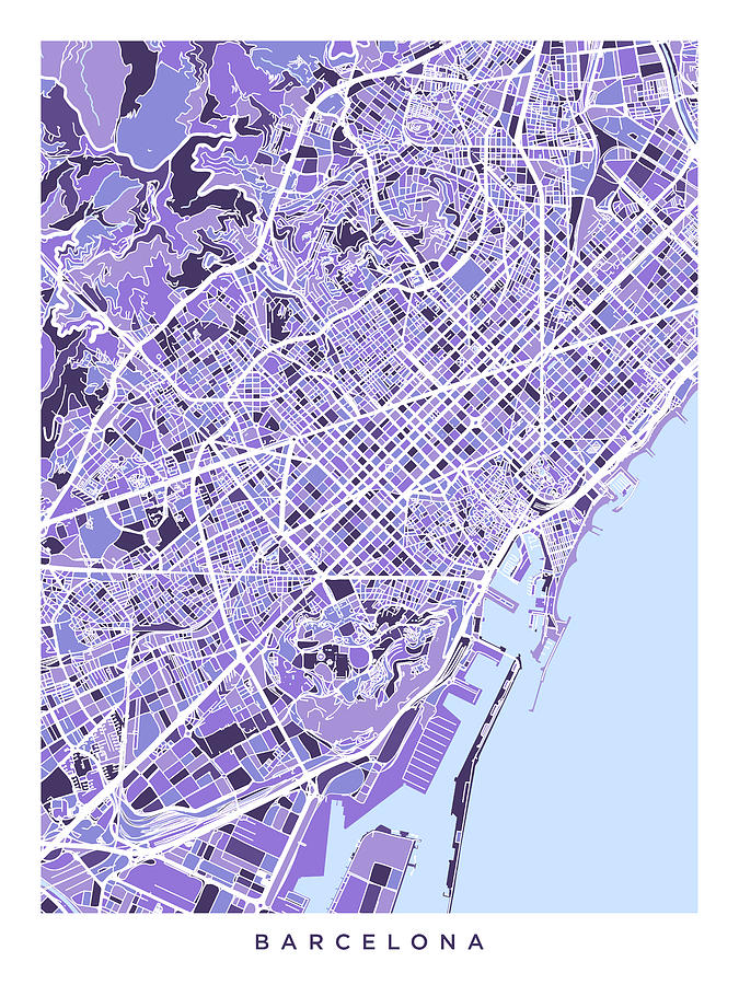 Barcelona Spain City Map #8 Digital Art by Michael Tompsett