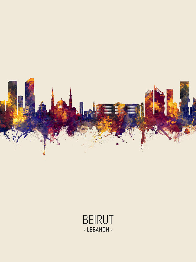 Beirut Lebanon Skyline #8 Digital Art by Michael Tompsett