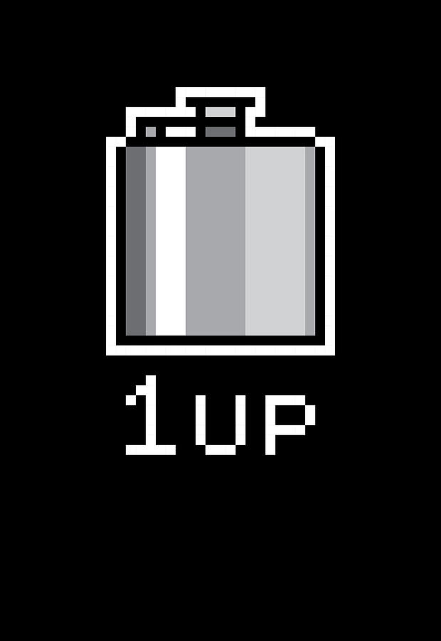 8 Bit Flask 1 Up Funny Video Gamer Digital Art by Jacob Zelazny - Pixels