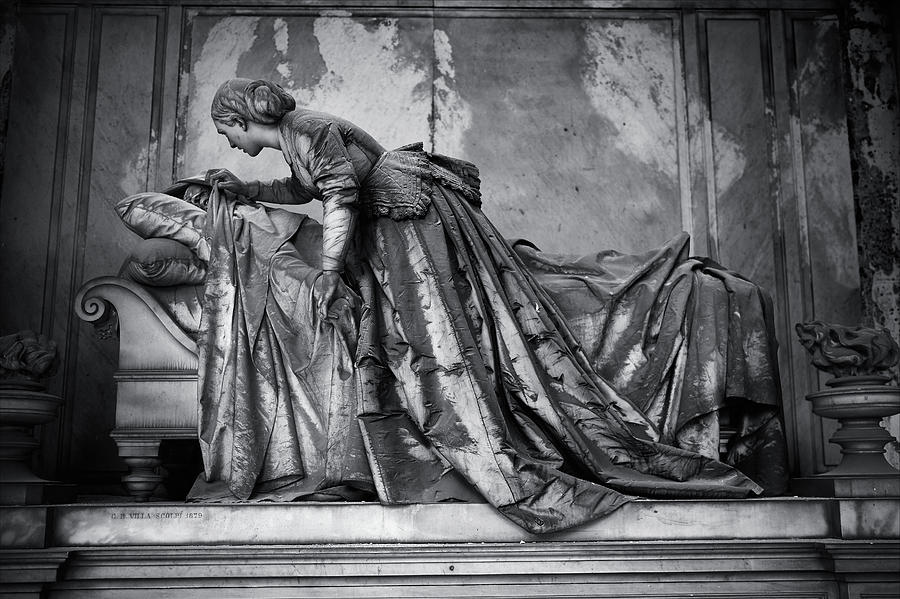 Immortal Stone - Black and white photo of the statues of Staglieno, Genoa #6 Sculpture by Paul E Williams