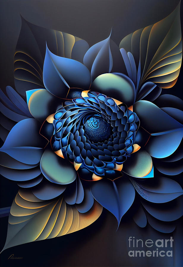 Flower Digital Art - Blue flower geometry #8 by Sabantha
