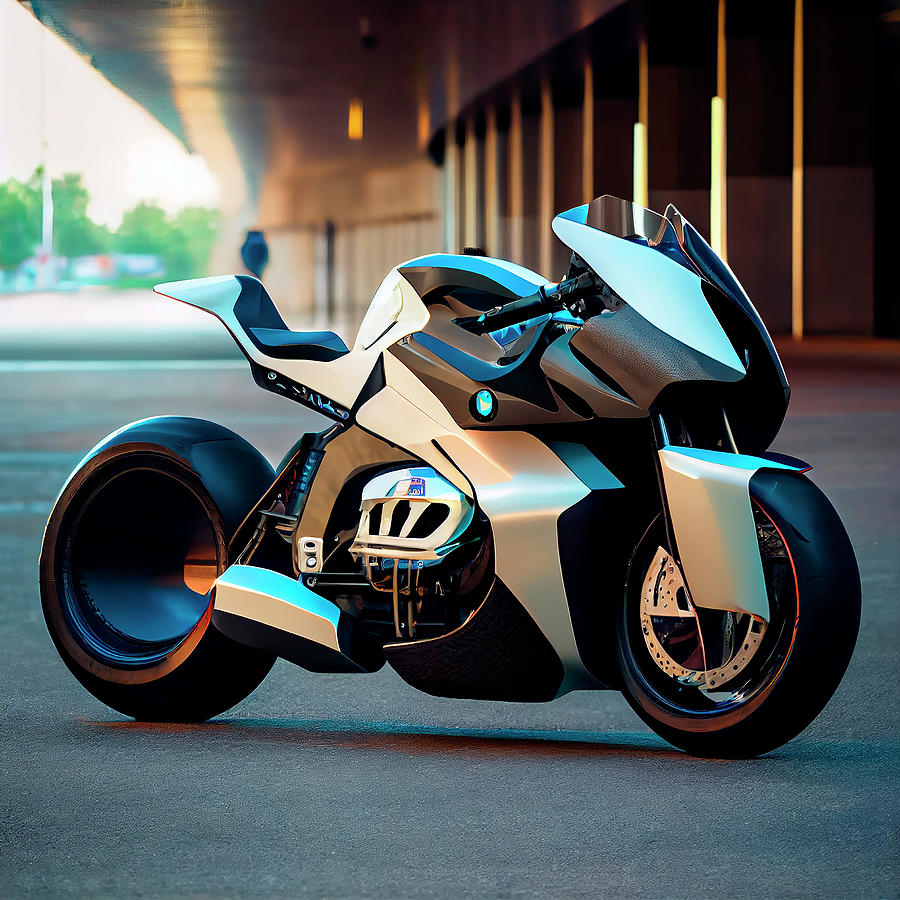 BMW Motorcycle Future Concept Art Digital Art by Tim Hill - Pixels