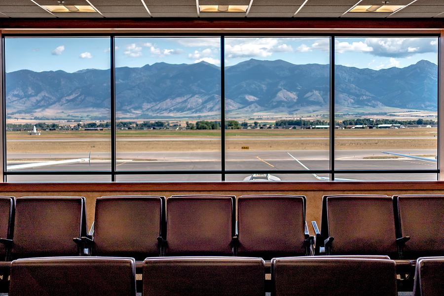 Sunset Photograph - Bozeman montana airport and rocky mountains #8 by Alex Grichenko