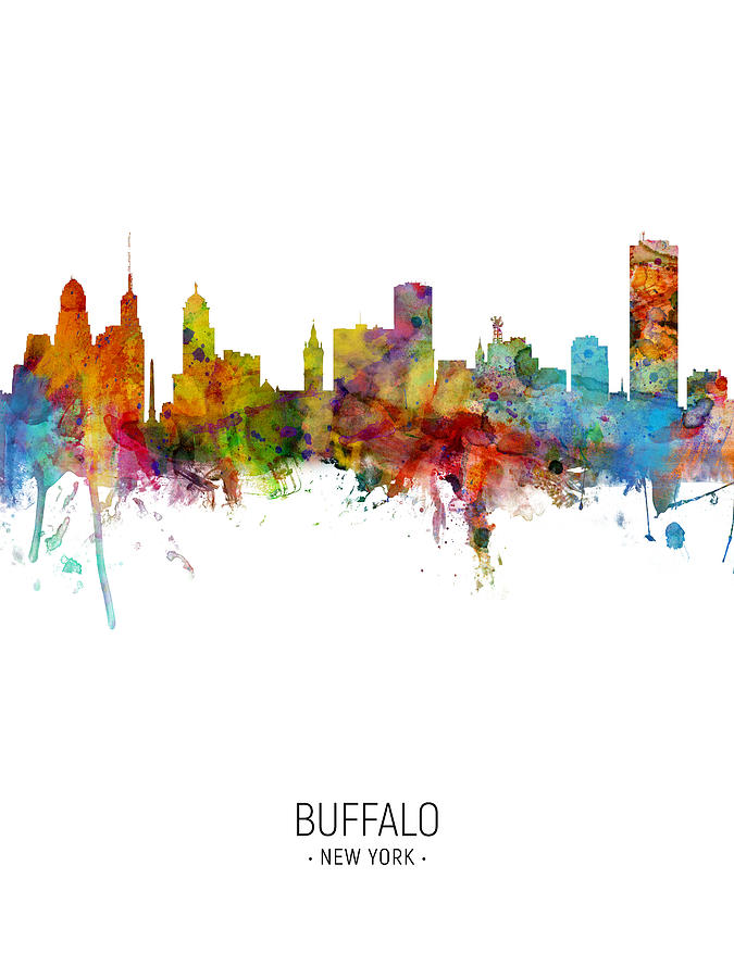 Buffalo New York Skyline #8 Digital Art by Michael Tompsett