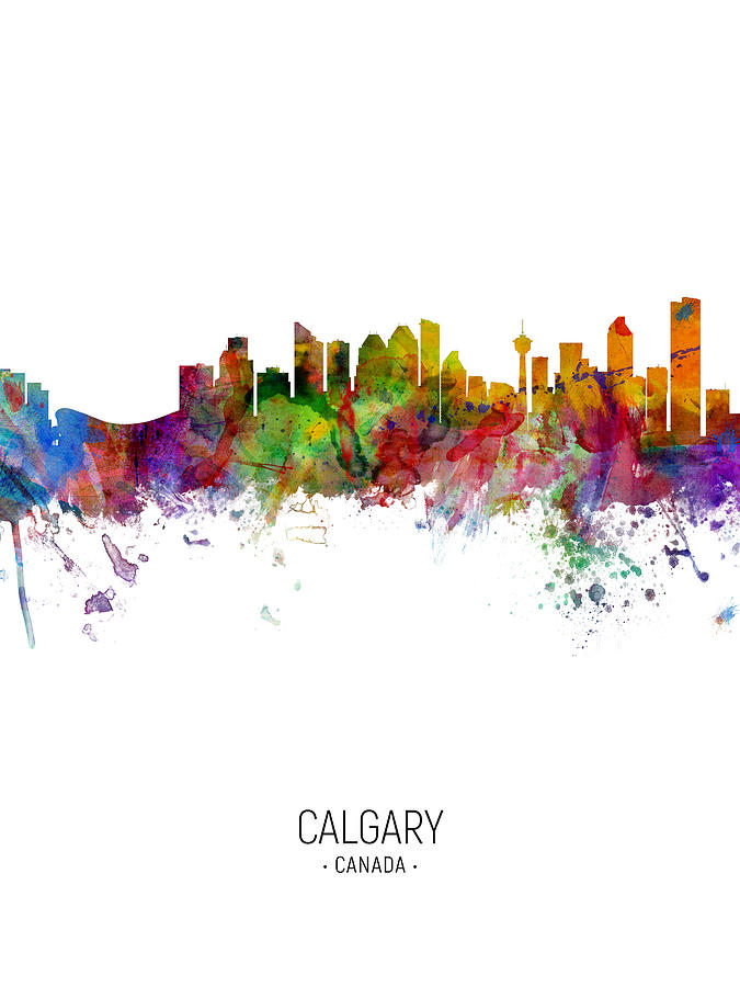 Skyline Digital Art - Calgary Canada Skyline #8 by Michael Tompsett