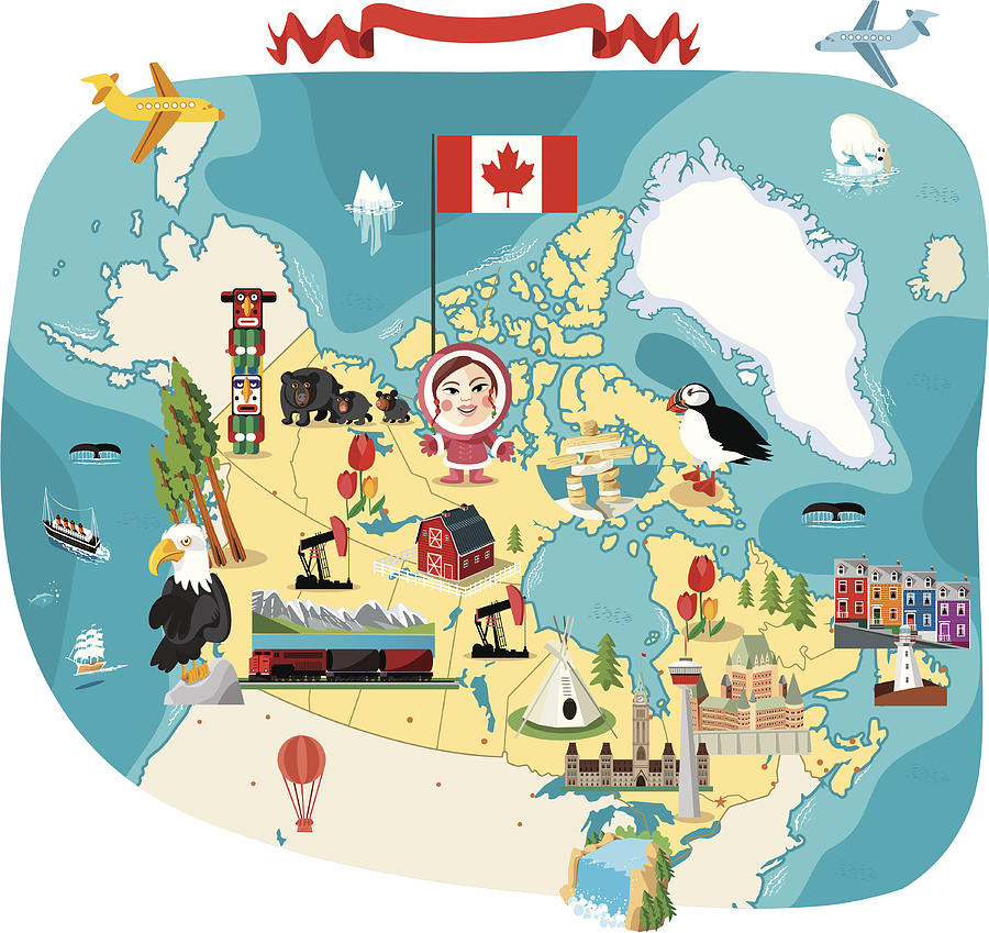 Cartoon map of Canada #8 Drawing by Drmakkoy
