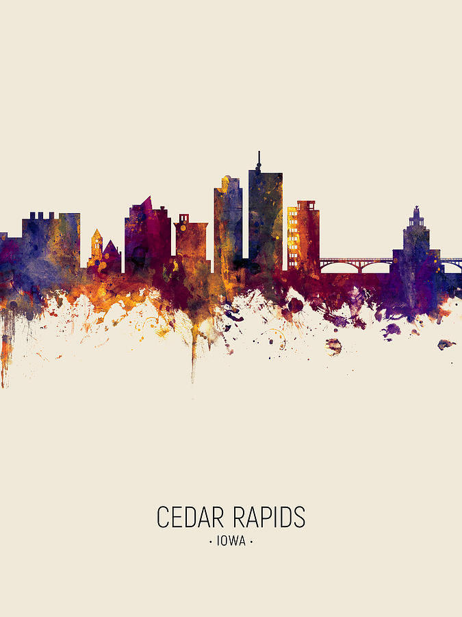 Cedar Rapids Iowa Skyline #8 Digital Art by Michael Tompsett