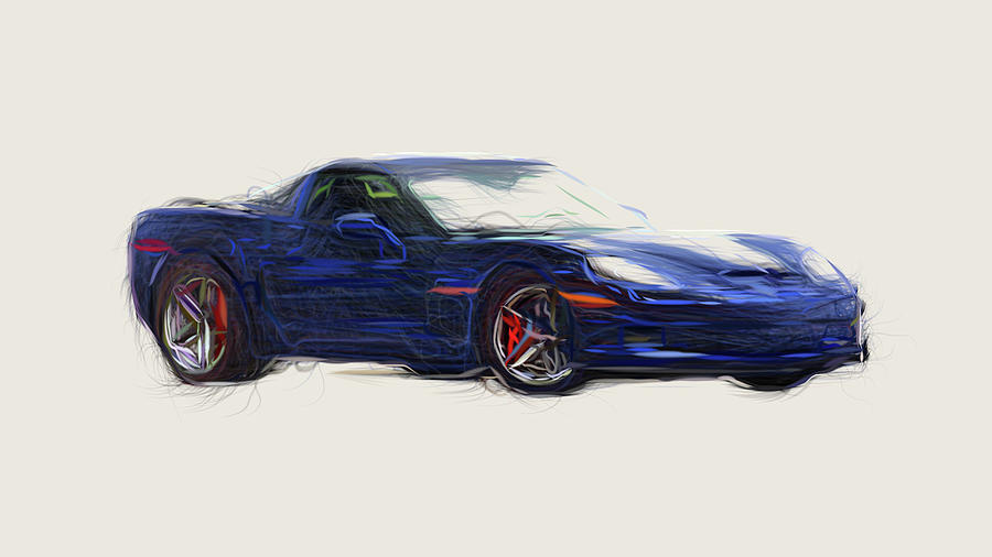 Chevrolet Corvette Z06 Car Drawing #8 Digital Art by CarsToon Concept