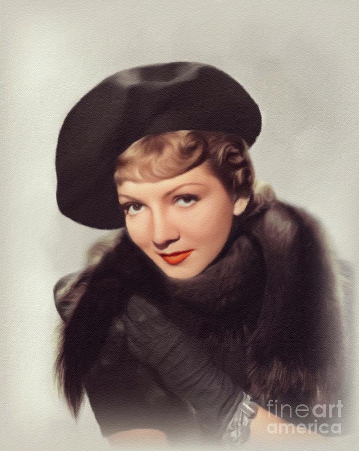 Claudette colbert movie legend 8 painting by esoterica art agency