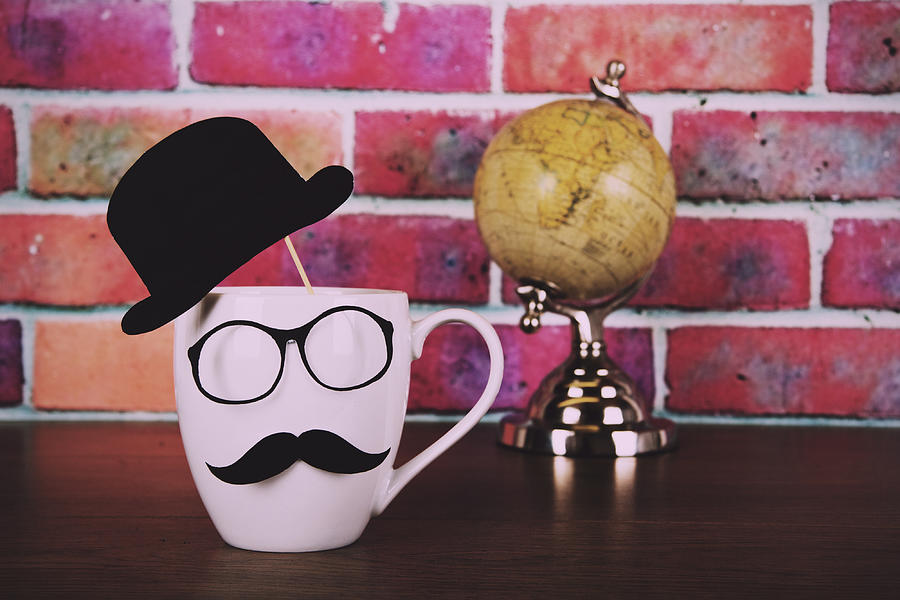 Coffee cup with a black hipster mustache  Vintage Retro #8 Photograph by Christopherhall