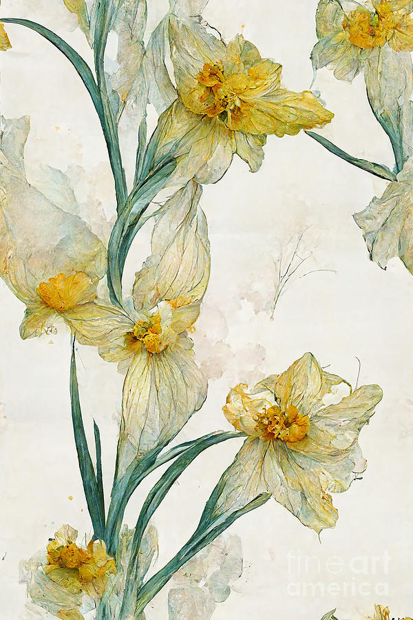 Flower Digital Art - Daffodils #8 by Sabantha