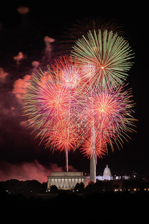 DC Fireworks from Iwo Jima Memorial Photograph by John Crowley - Fine ...