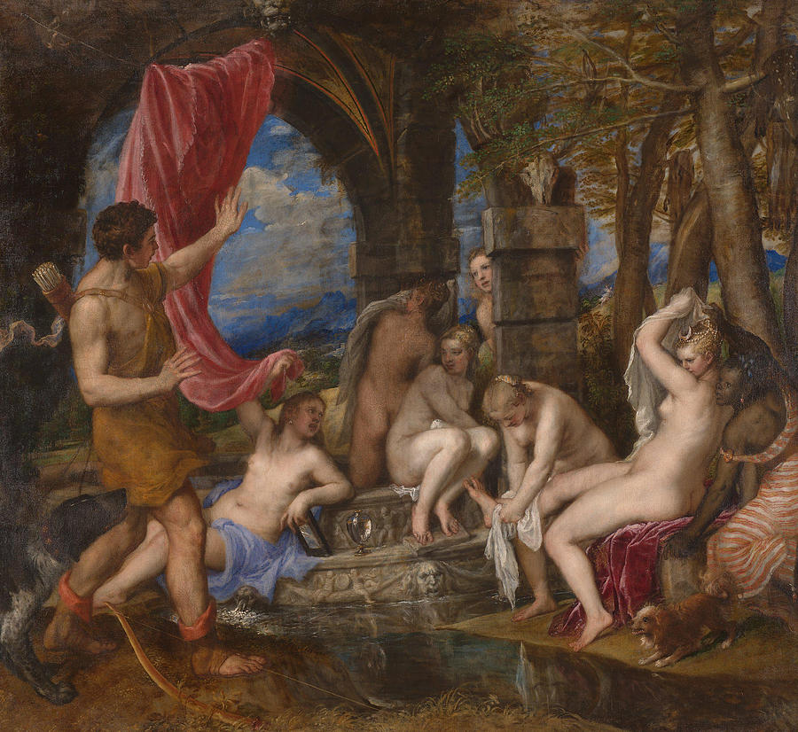 Titian Painting - Diana and Actaeon  #8 by Titian