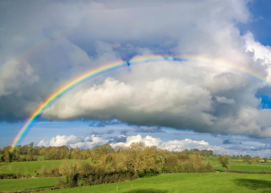 Double rainbow landscape in beautiful Irish landscape scenery. #8 Photograph by Mikroman6