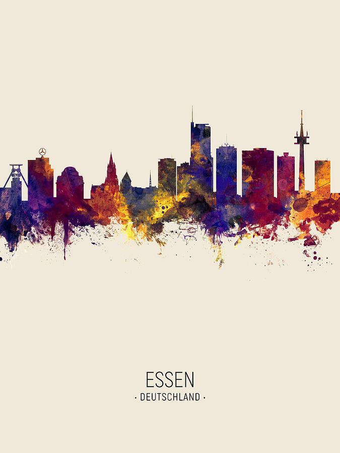 Essen Germany Skyline #8 Digital Art by Michael Tompsett