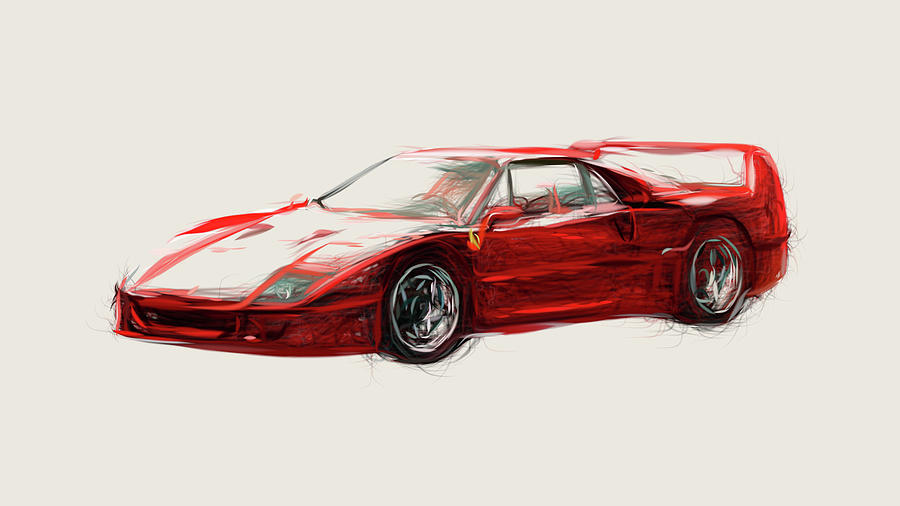 Ferrari F40 Drawing Digital Art by CarsToon Concept - Fine Art America